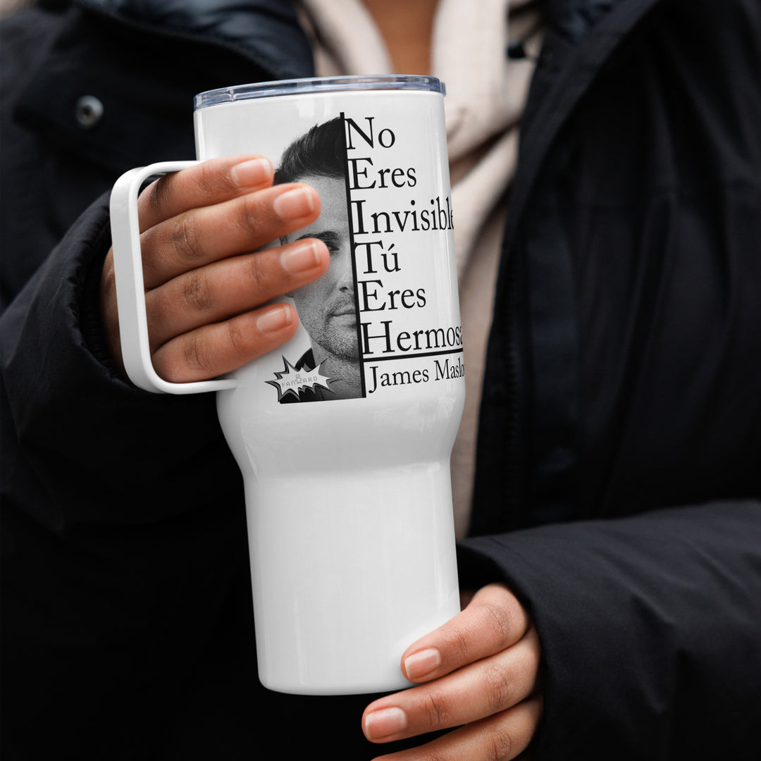 James' "Te veo - eres hermosa" EXCLUSIVE Travel mug with a handle
