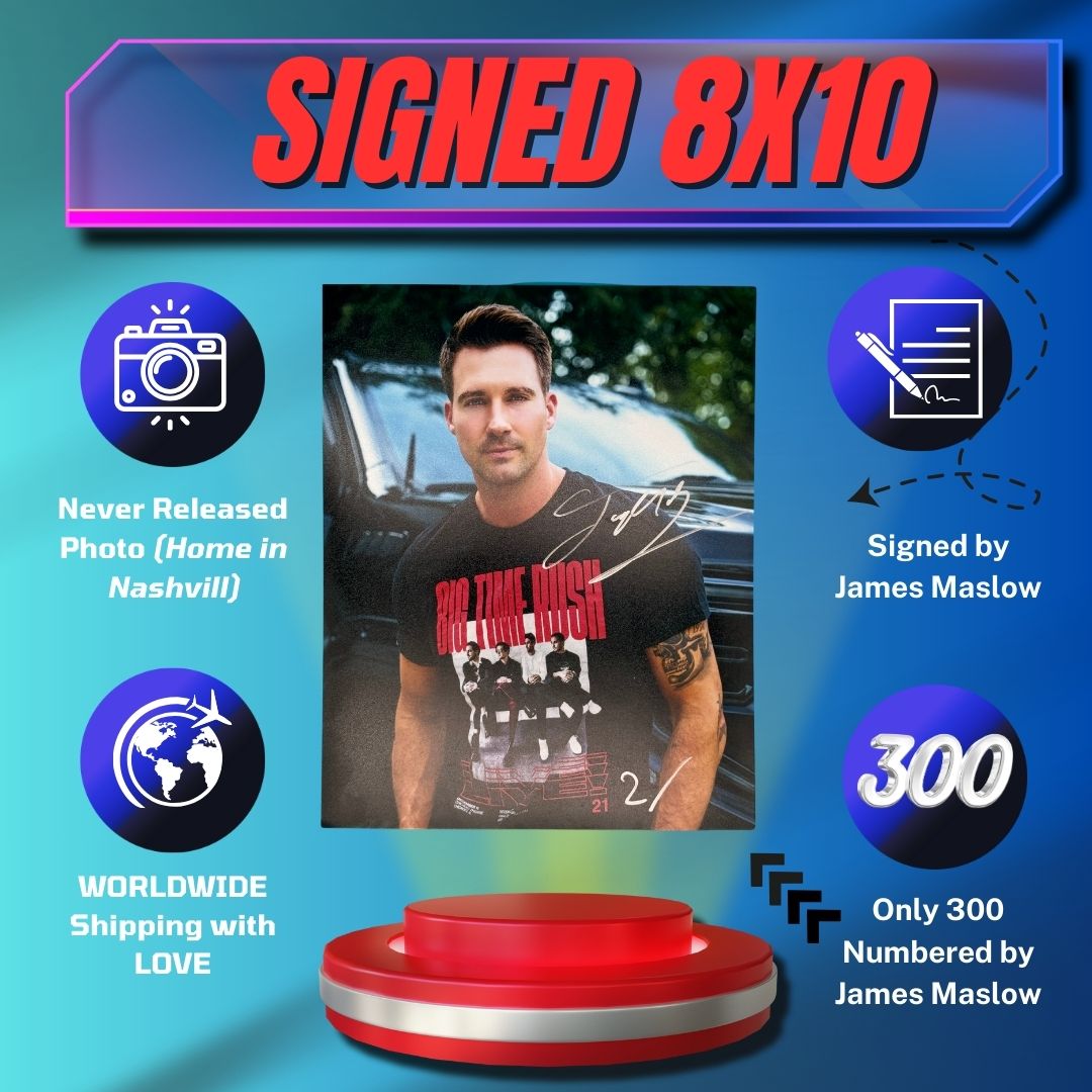 Get your James Maslow Exclusive Signed 8x10  (only 300 printed) + PLUS get the 28-piece sticker set of the 2024 tour stickers as a FREE BONUS! - (total value: $351)